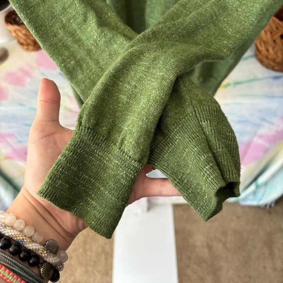 J CREW 100% cotton Men's Green Sweater medium v neck preppy - Picture 3 of 5